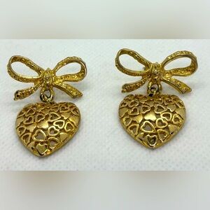 HEART WITH BOW EARRINGS***